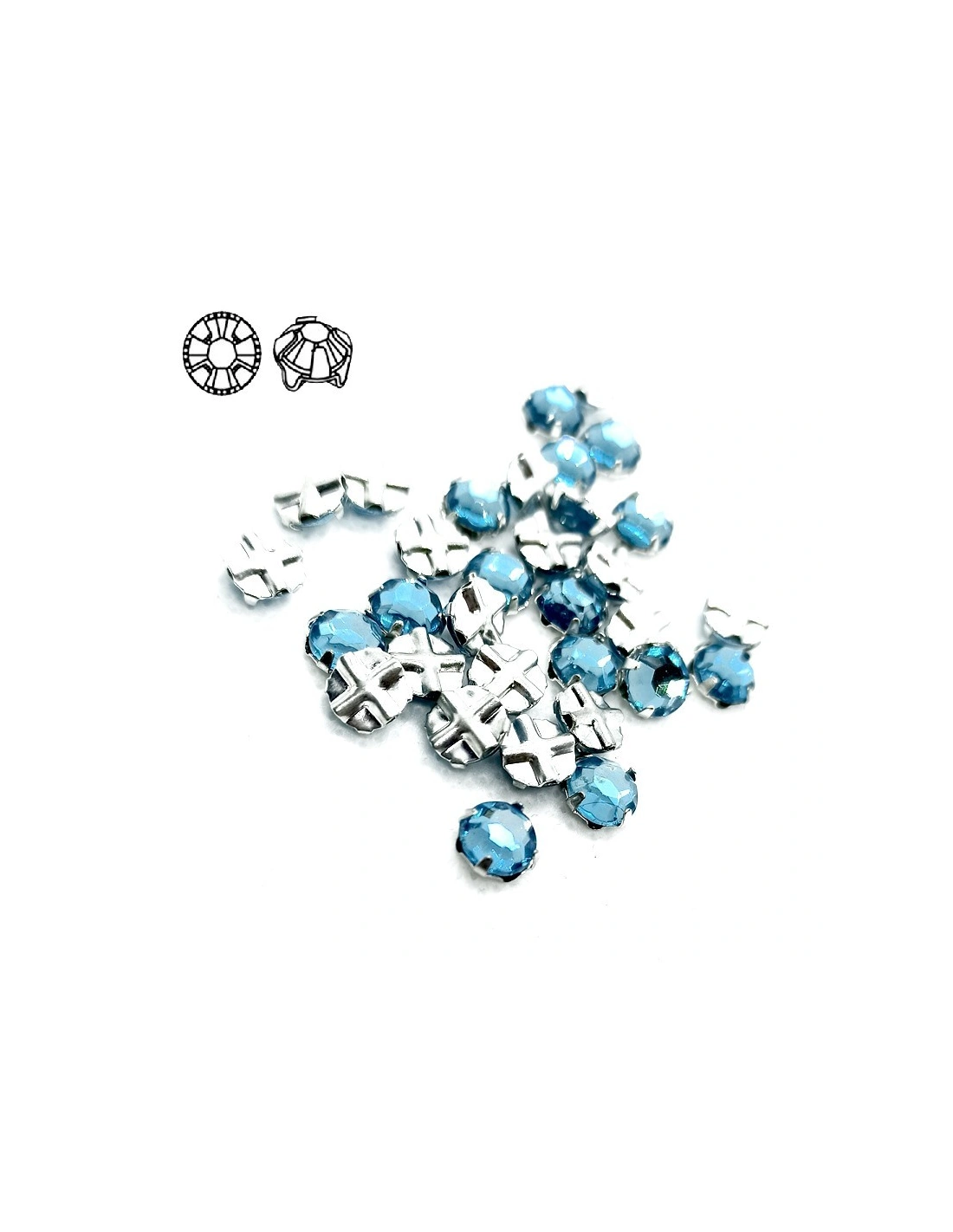 Roses GT Crystal ss 20 (mm 4,8) Aqua-Silver - 48PCS - Stones to be sewn with setting