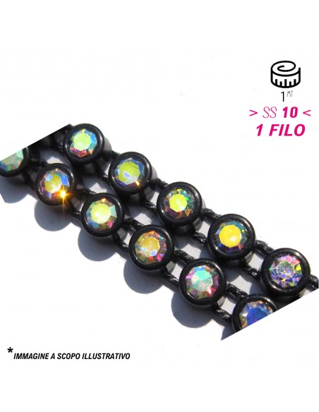 Bordura Strass 1 Filo ss 10 (mm 2,80) Black-Crystal AB - 1MT Bordura Strass 1 Filo ss 10 (mm 2,80) Black-Crystal AB - 1MT