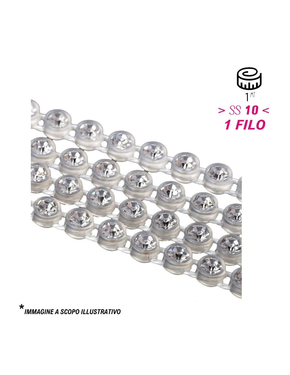 Bordura Strass 1 Filo ss 10 (mm 2,80) Trasparent-Crystal - 1MT