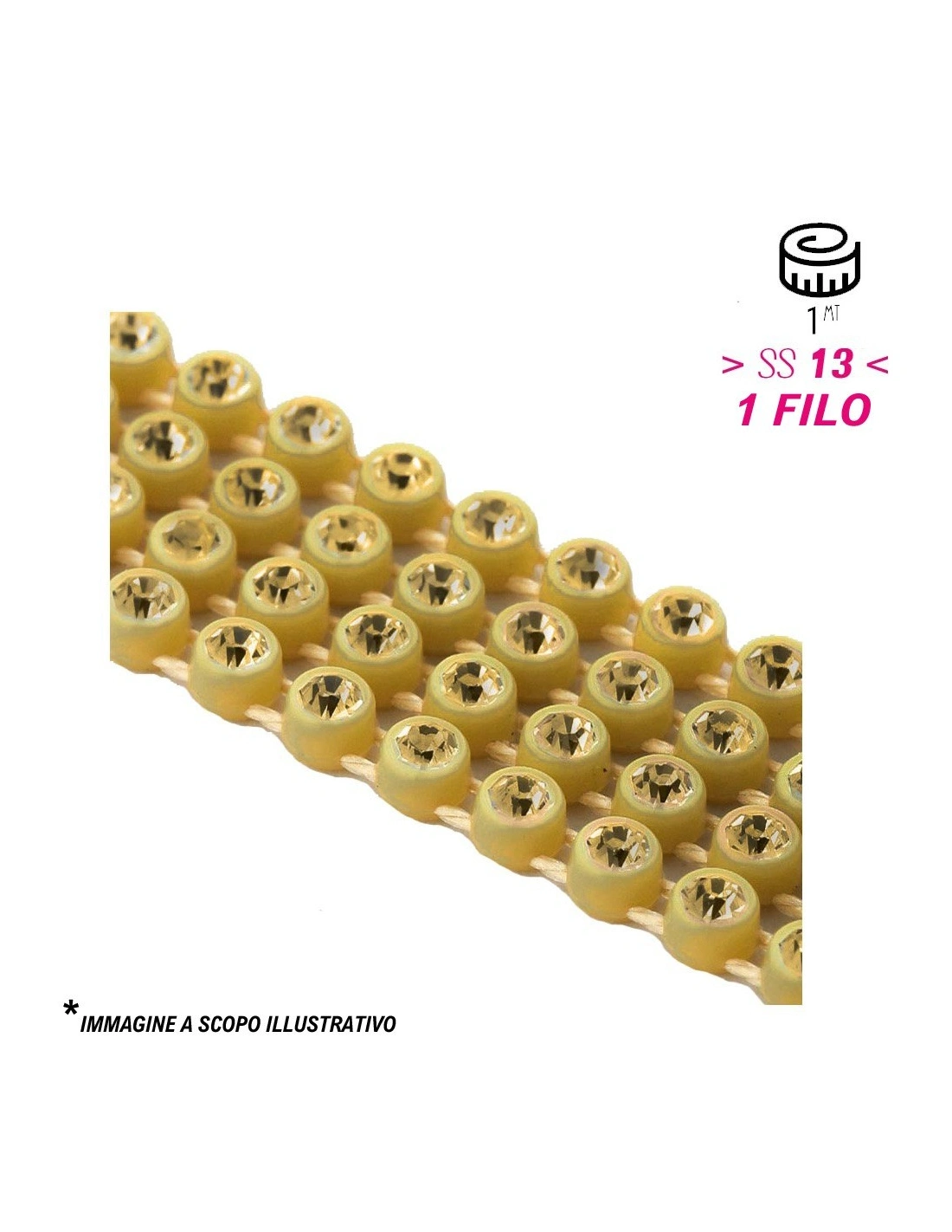 Bordura Strass 1 Filo ss 13 (mm 3,30) Gold-Smoke Topaz - 1MT - Bordure strass su base plastica