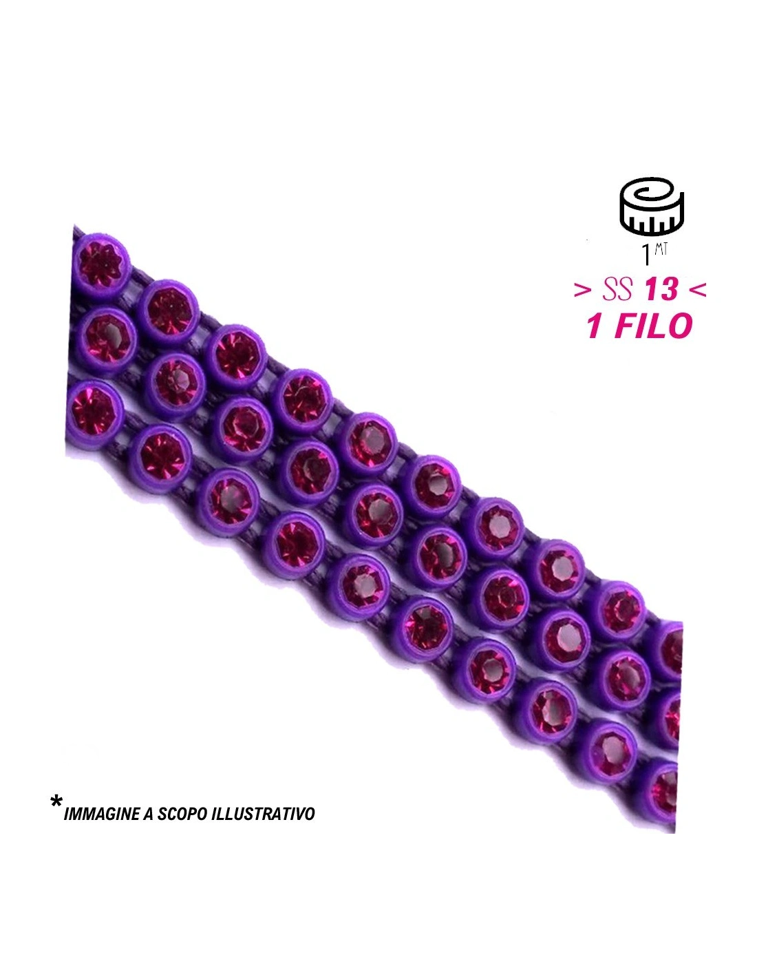 Bordura Strass su Filo ss 13 (mm 3,30) Purple-Amethyst - 1MT