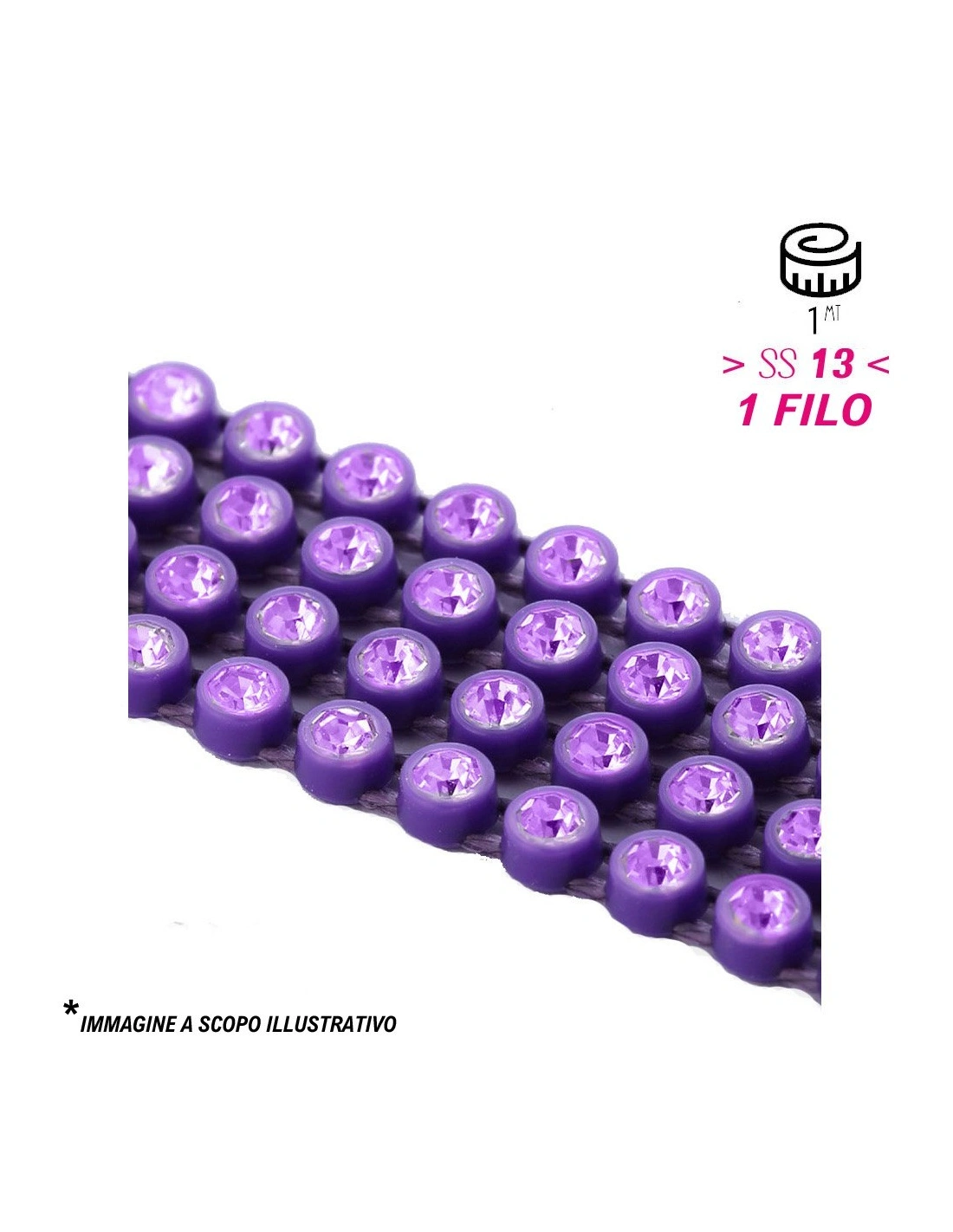 Bordura Strass 1 Filo ss 13 (mm 3,30) Purple-Lt. Amethyst - 1MT