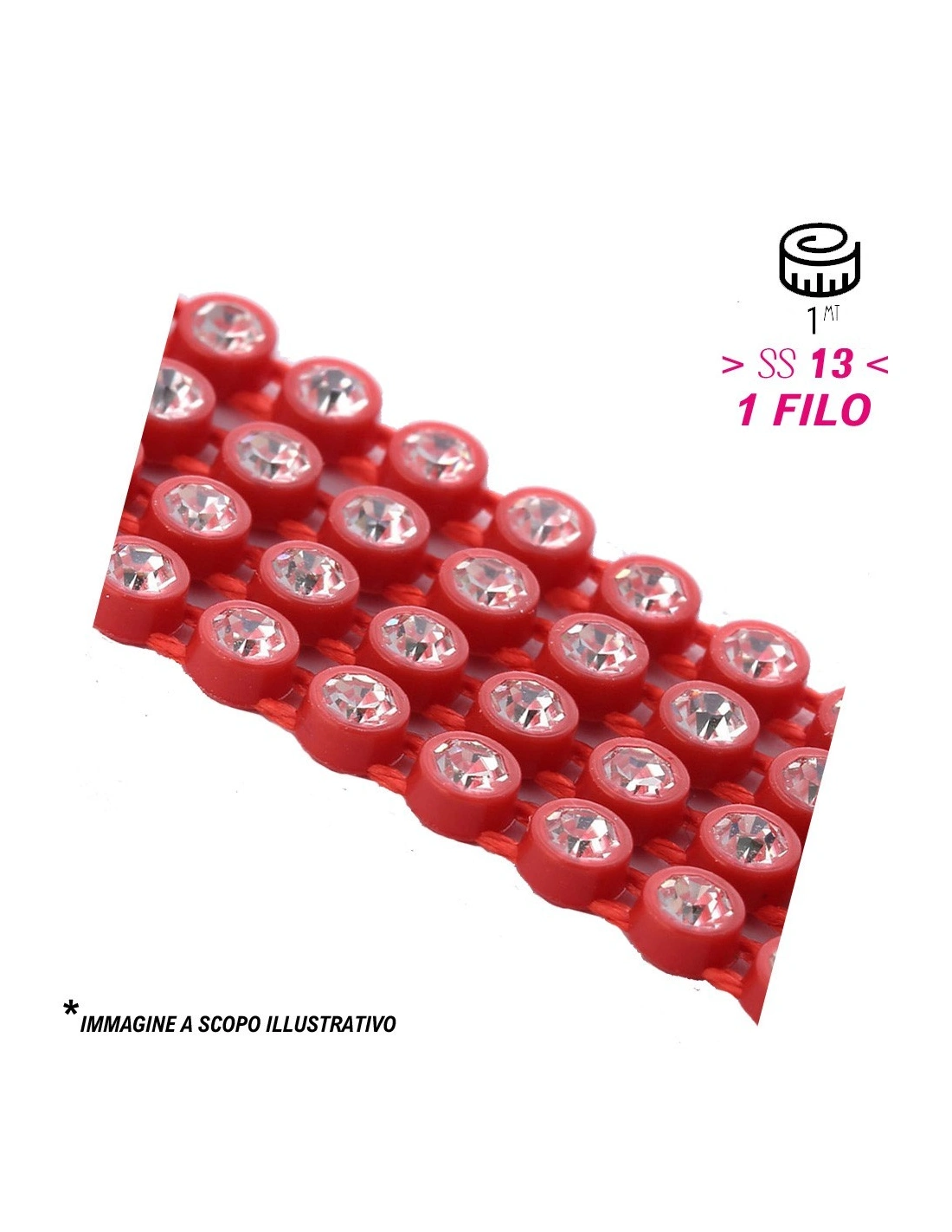 Bordura Strass su Filo ss 13 (mm 3,30) Red-Crystal - 1MT