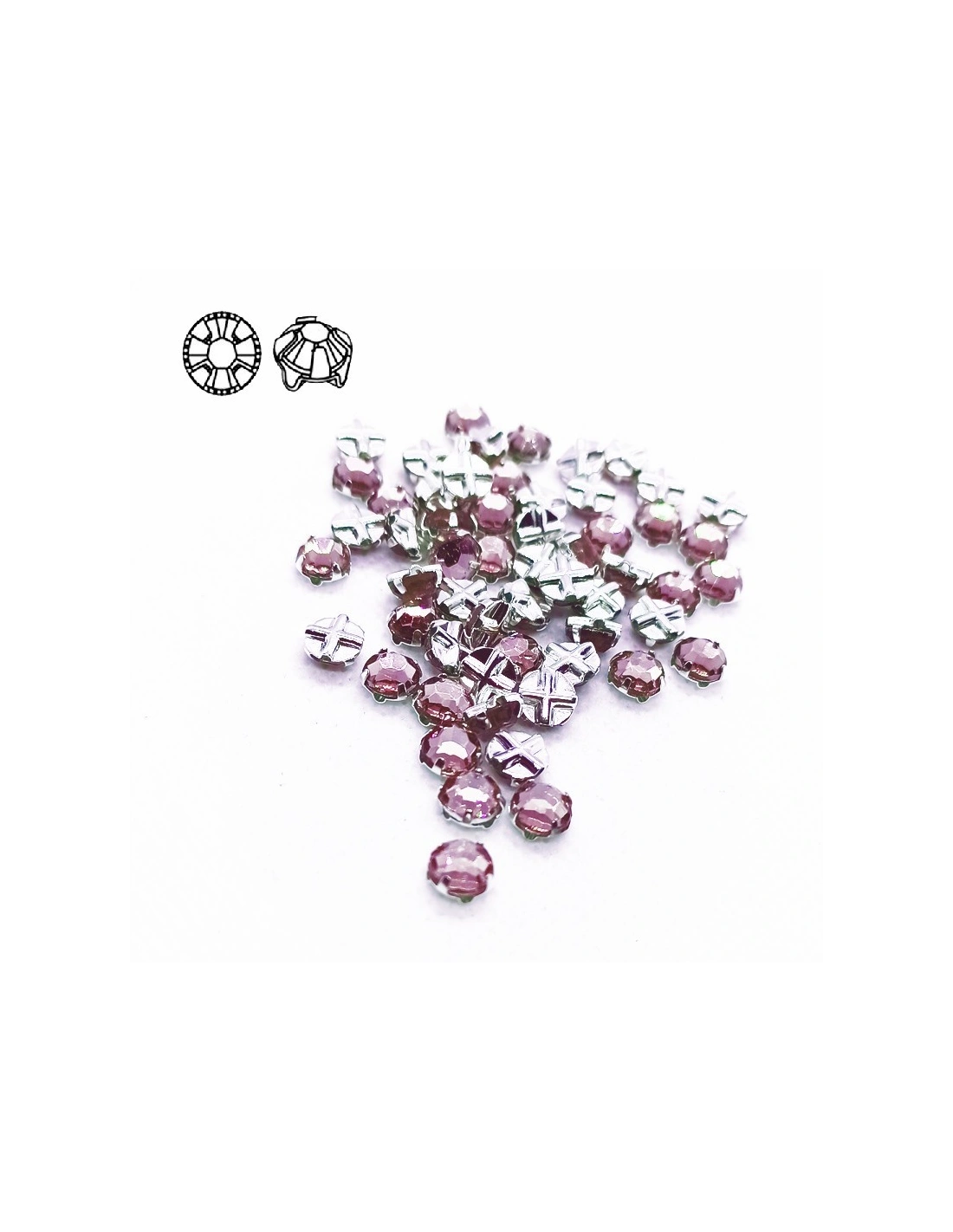 Roses GT Crystal ss 12 (mm 3,2)Light Amethyst-Silver - 48PCS - Stones to be sewn with setting