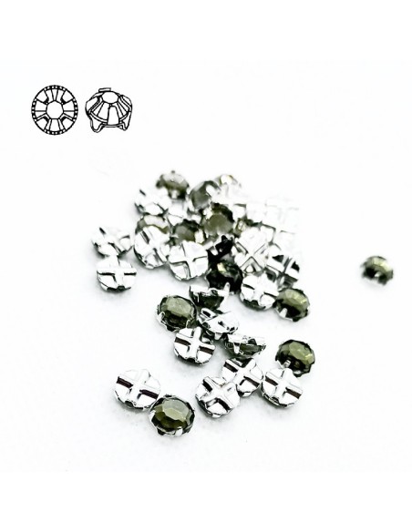 Roses GT Crystal ss 20 (mm 4,8)  Black Diamond-Silver - 48PCS - Stones to be sewn with setting