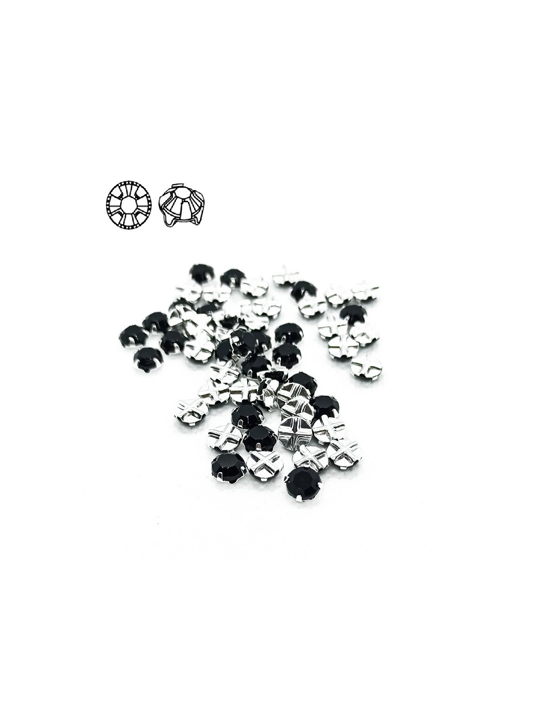 Roses GT Crystal ss 30 (mm 6,5) Jet-Silver - 24PCS - Stones to be sewn with setting