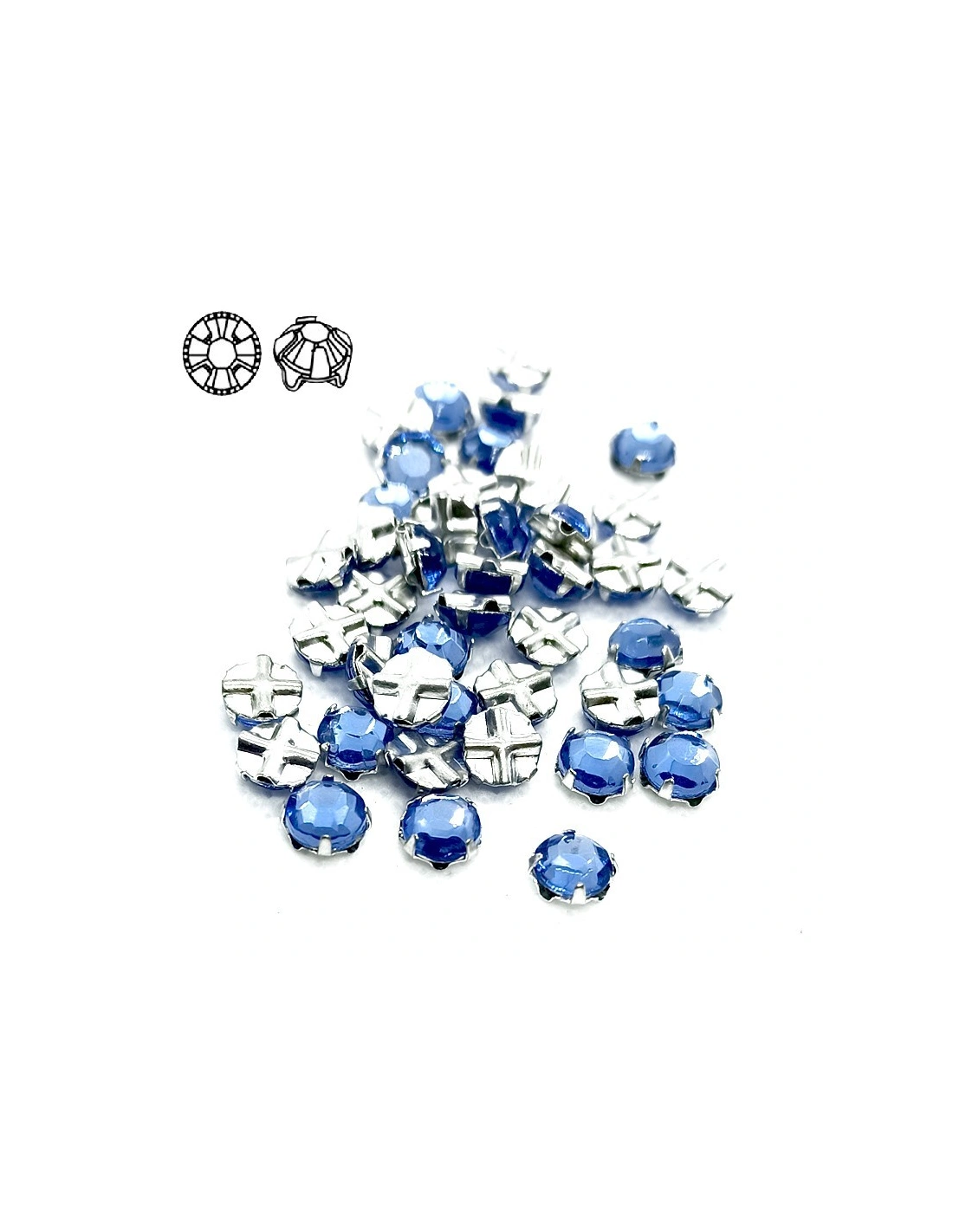 Roses GT Crystal ss 30 (mm 6,5) Light Sapphire-Silver - 24PCS - Stones to be sewn with setting