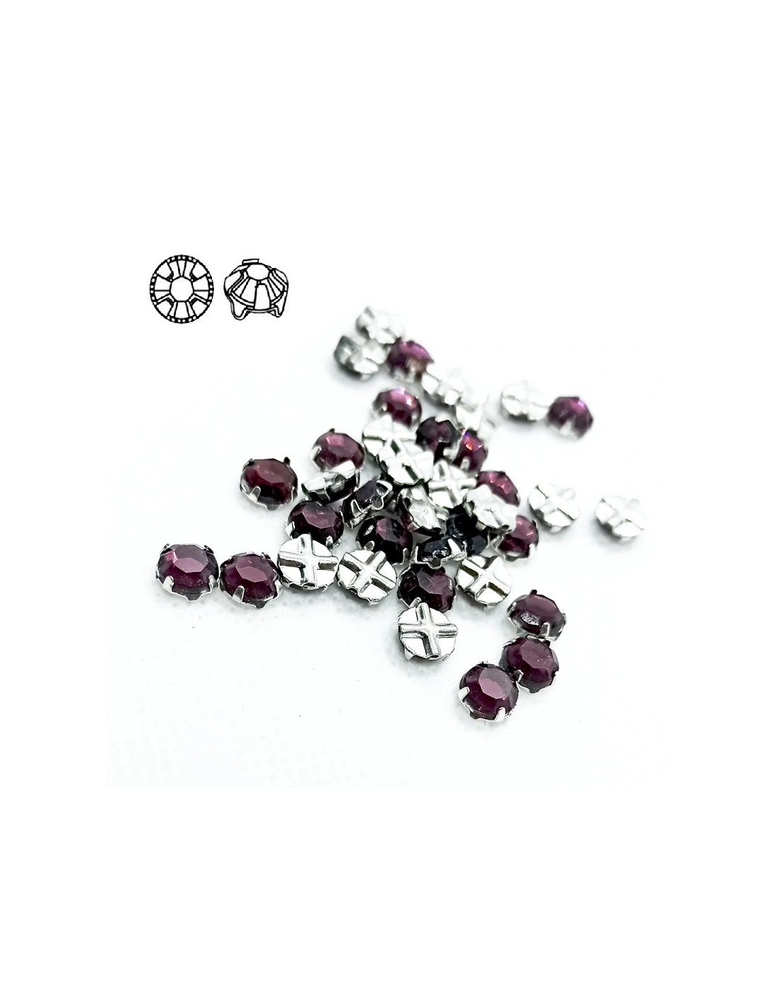 Roses GT Crystal ss 20 (mm 4,8) Amethyst-Silver - 48PCS - Stones to be sewn with setting