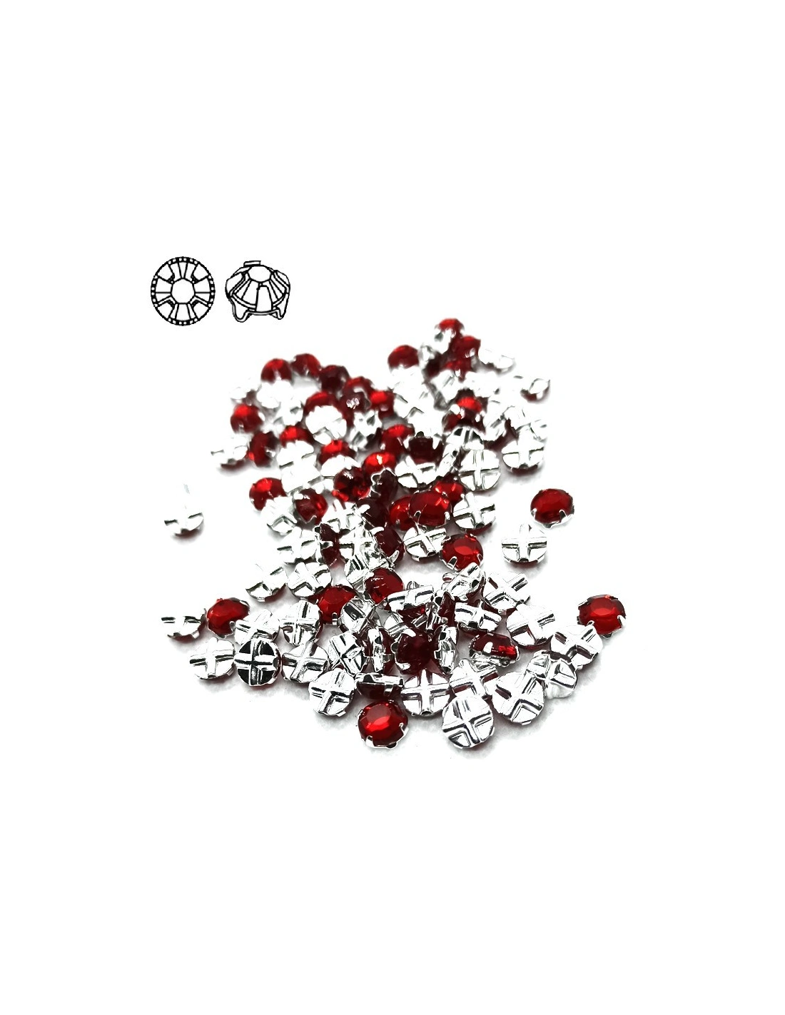 Roses GT Crystal ss 20 (mm 4,8) Light Siam-Silver - 48PCS - Stones to be sewn with setting
