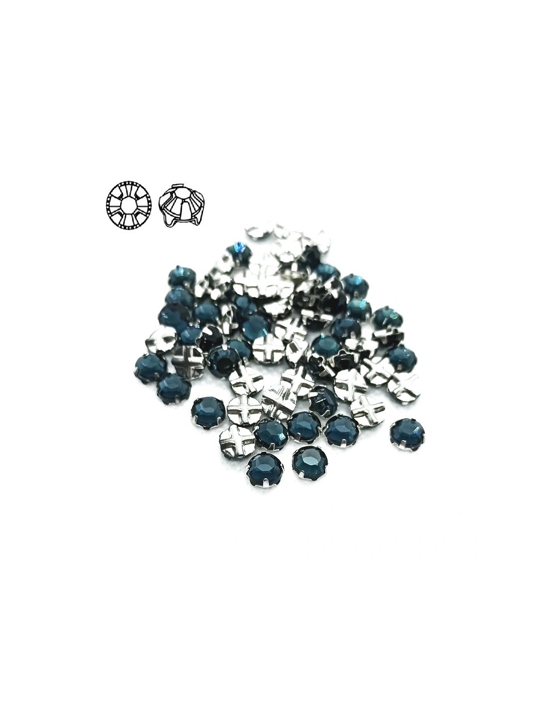 Roses GT Crystal ss 20 (mm 4,8) Montana-Silver - 48PCS - Stones to be sewn with setting