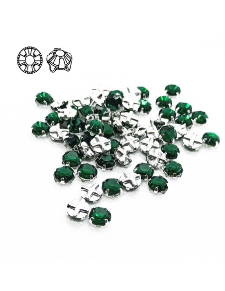 Roses GT Crystal ss 12 (mm 3,2) Emerald-Silver - 48 PCS - Stones to be sewn with setting