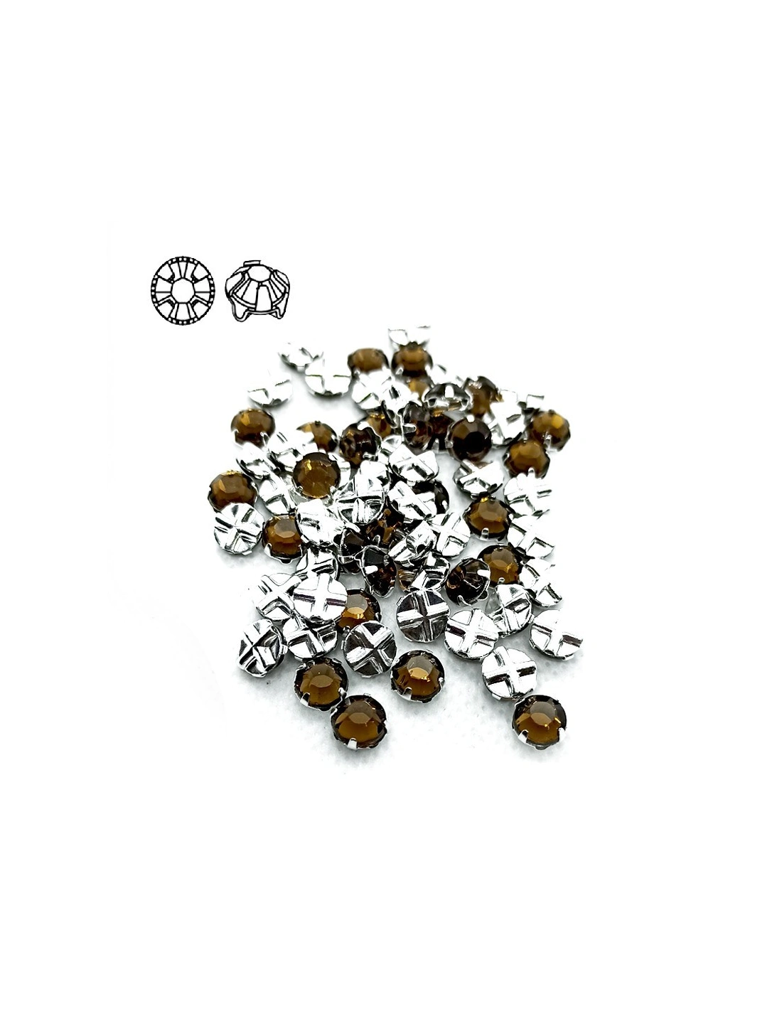 Rosetta GT Crystal ss 20 (mm 4,8) Smoke Topaz-Silver - 48PZ