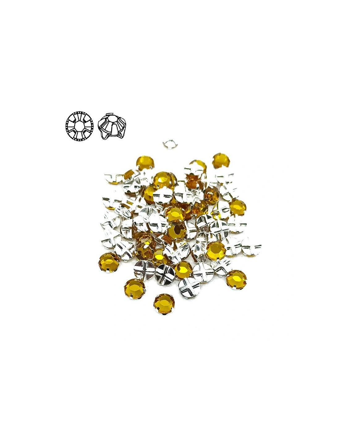 Roses GT Crystal ss 12 (mm 3,2) Topaz-Silver - 48PCS - Stones to be sewn with setting