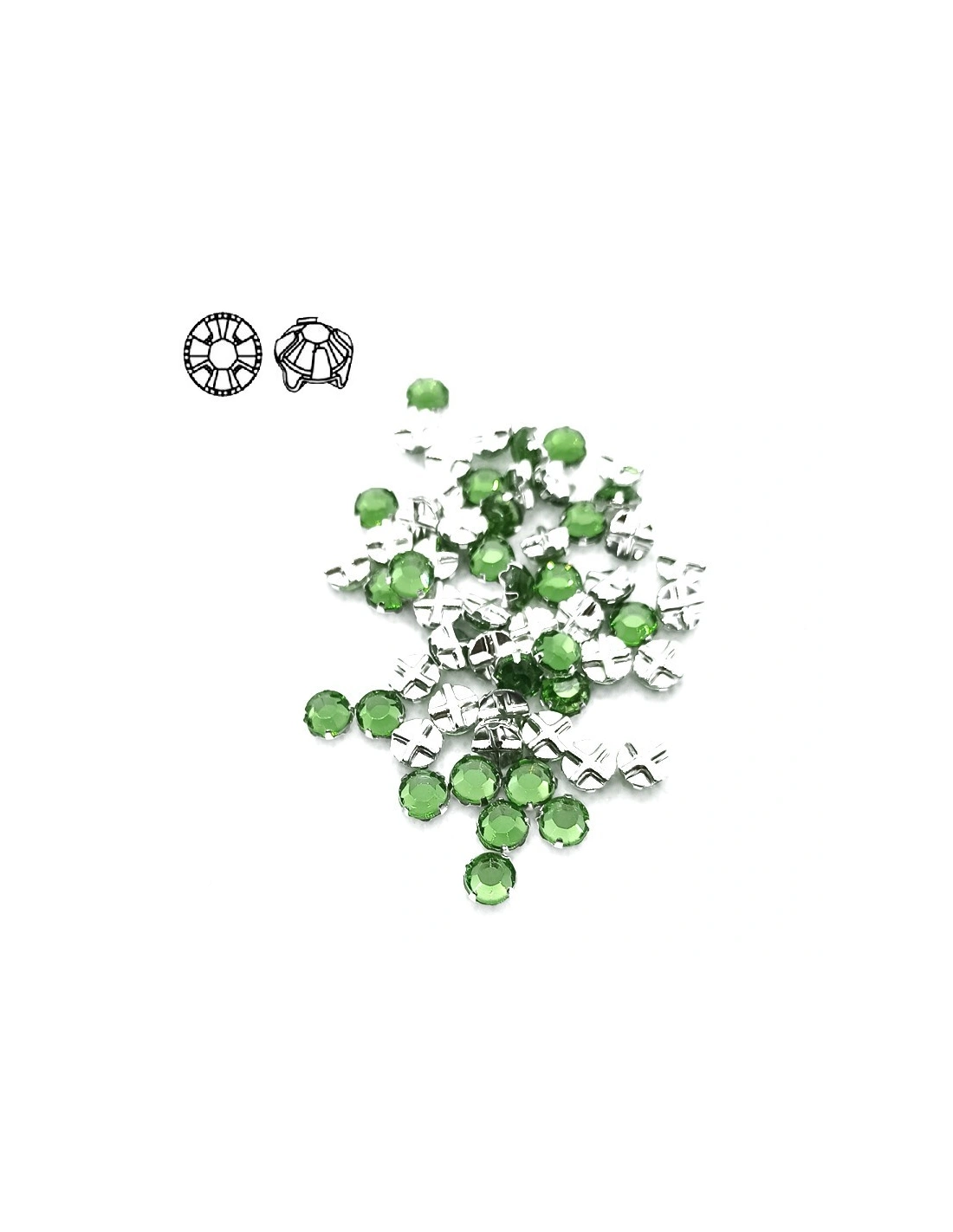 Roses GT Crystal ss 12 (mm 3,2) Peridot-Silver - 48PCS - Stones to be sewn with setting