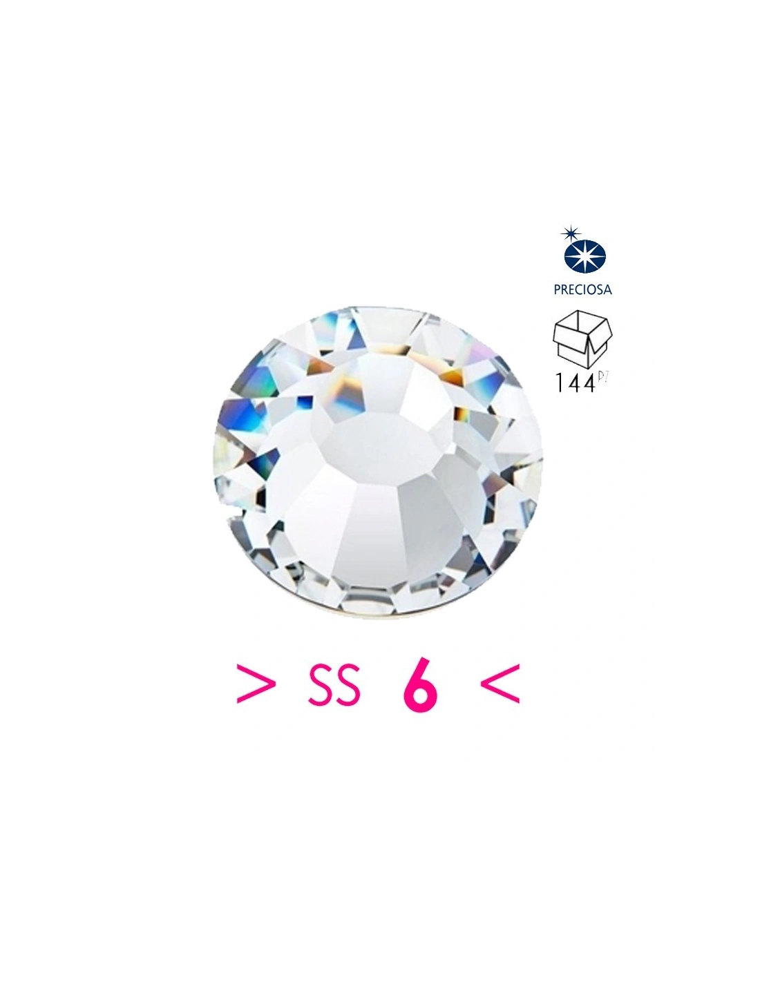 Rhinestones Preciosa  Hotfix ss 6 Crystal - 144 pcs - Size: ss6 (2 mm)
