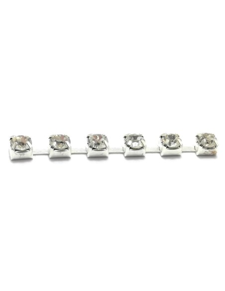Catena Strass Distanziata ss 20 Crystal-Silver - 1MT