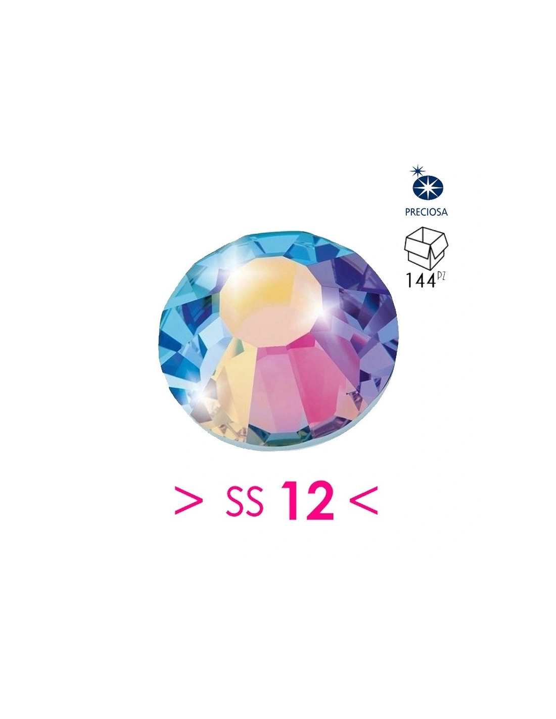 Rhinestones Preciosa Hotfix ss 12  Crystal AB -  144 pcs - Hotfix Strass