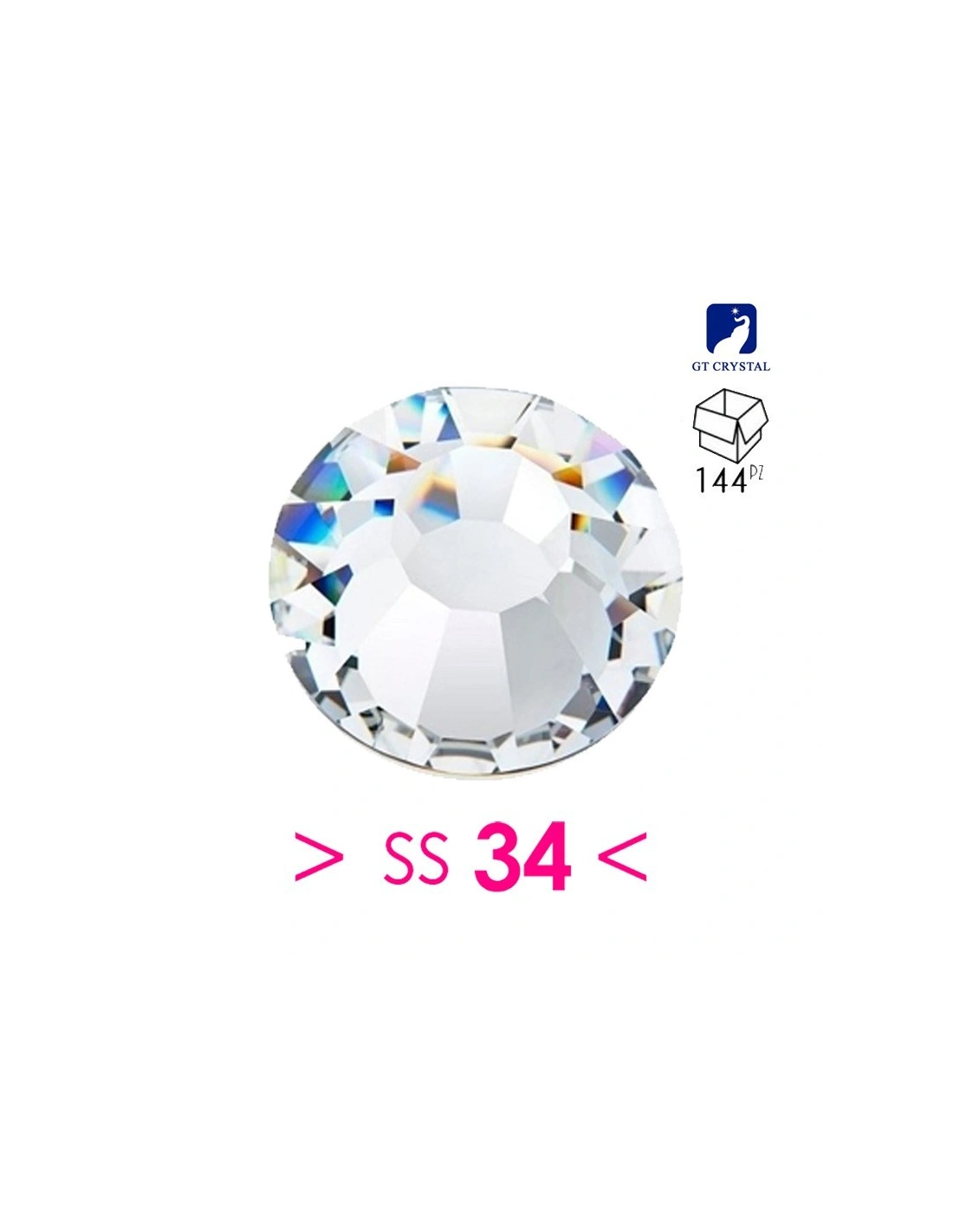 Rhinestones Gt Crystal Hotfix ss 34 Crystal- 144 pcs - Hotfix Strass