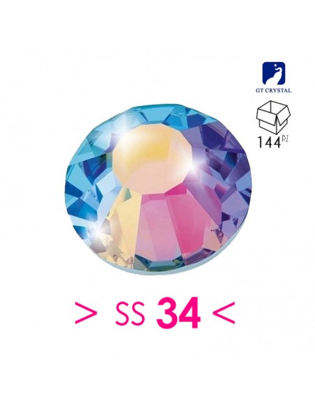 Rhinestones Strass GT Crystal Termoadesivo ss 34  Crystal AB - 144PZ Hotfix Rhinestones Strass GT Crystal Termoadesivo ss 34  Crystal AB - 144PZ Hotfix