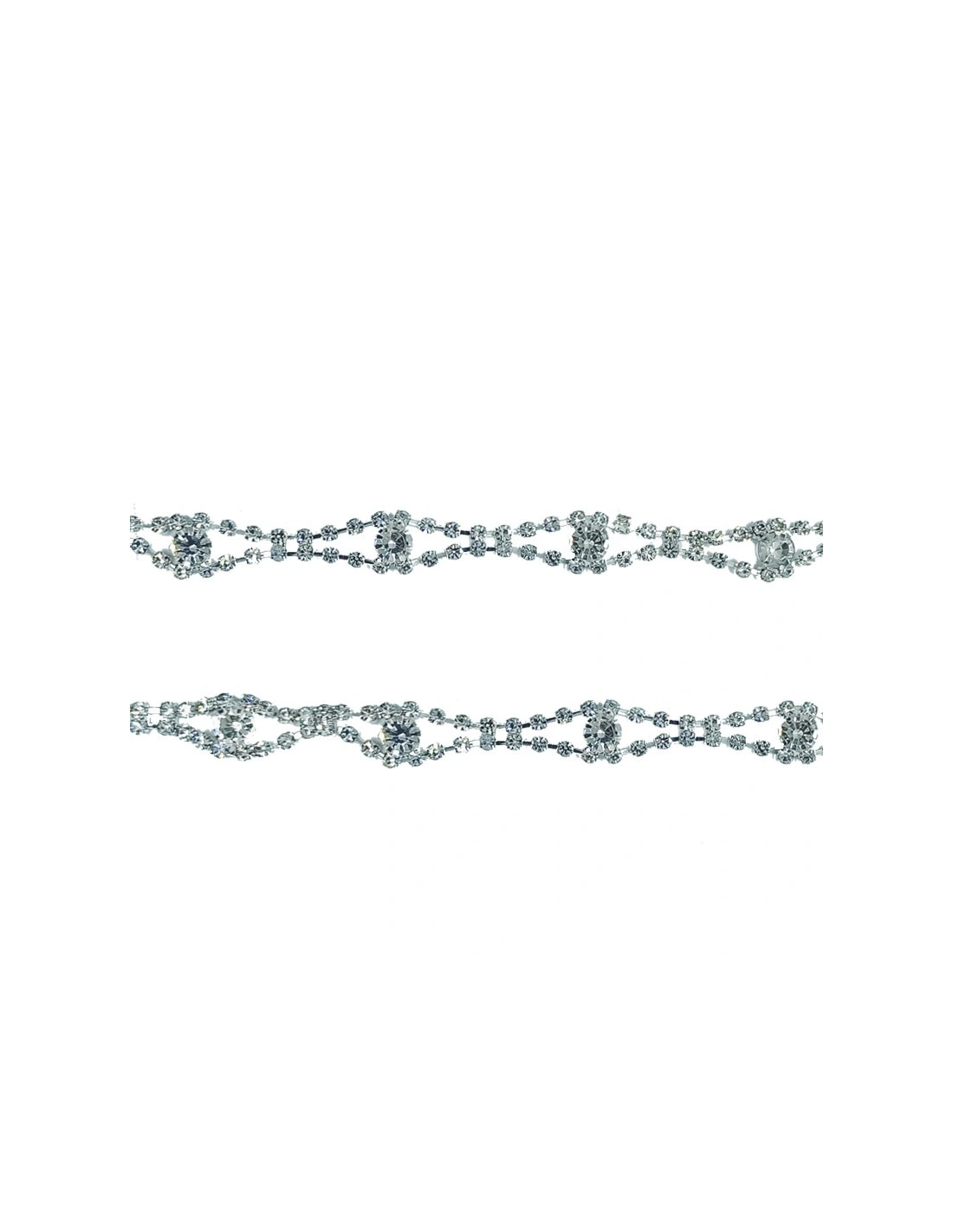Catena Strass Gioiello cm 1,2 Crystal-Strass-Silver - 1MT - Catene strass