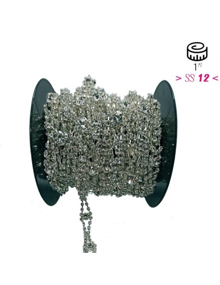 Jewel Rhinestone Chain 1,2 cm Crystal-Strass-Silver - 1MT - Rhinestone chains