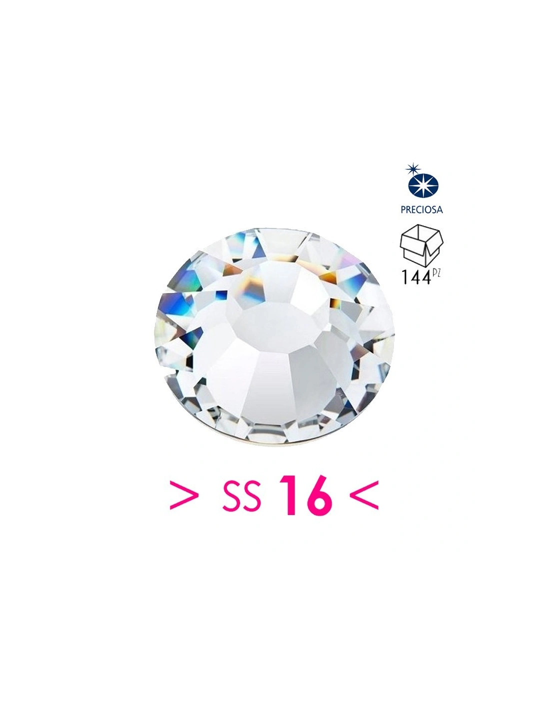 Rhinestones Strass Preciosa Termoadesivo Hotfix ss 16 Crystal - 144PZ