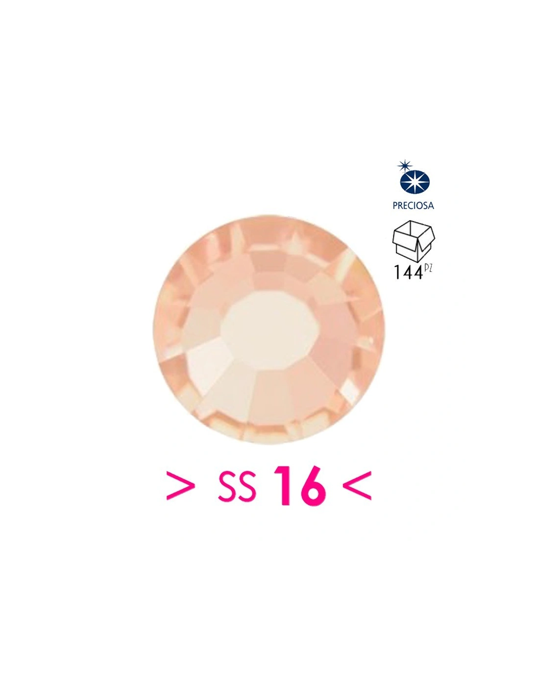 Rhinestones Strass Preciosa Termoadesivo Hotfix ss 16 Lt. Peach - 144PZ