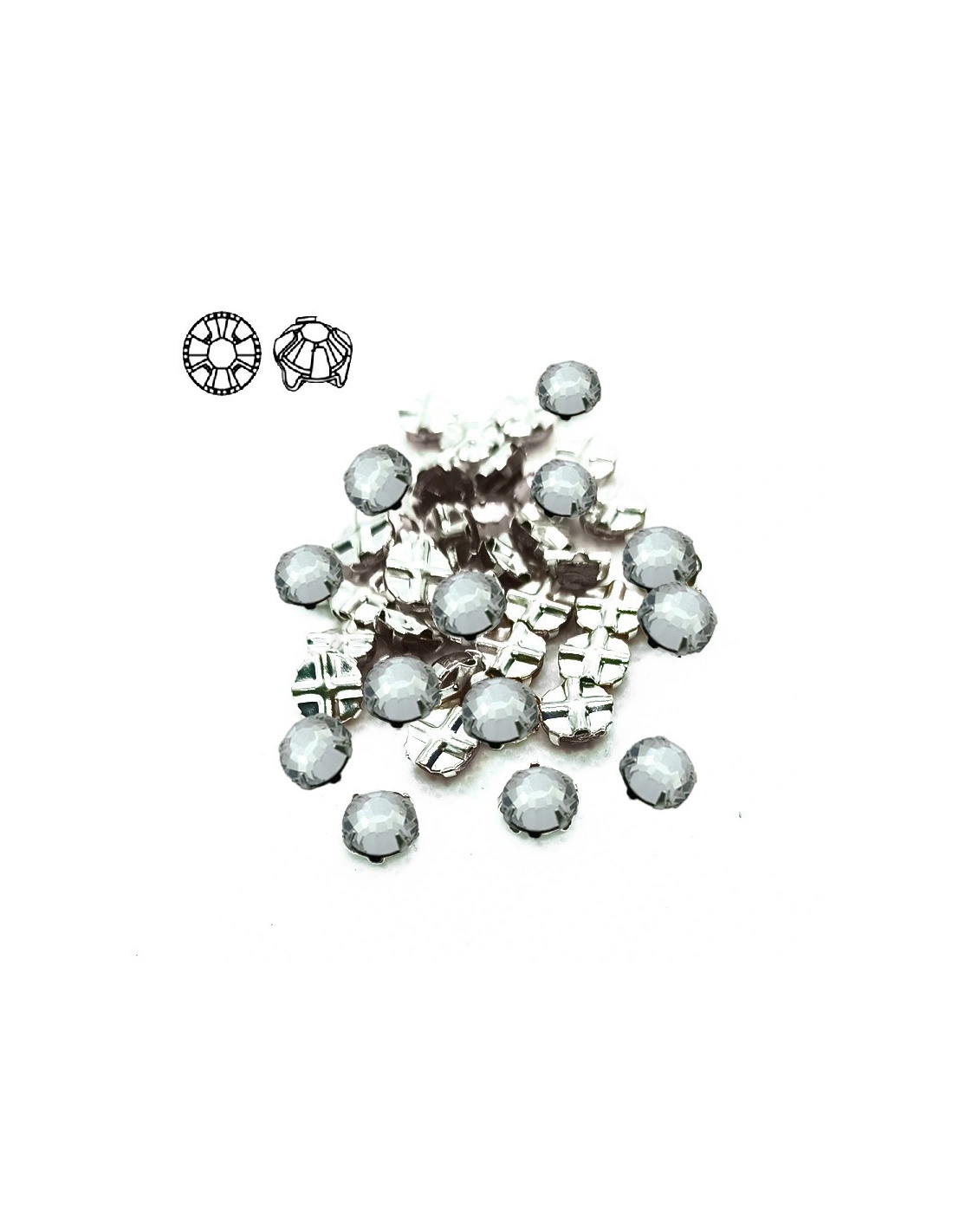 Roses GT Crystal ss 34 (mm 7,3) Crystal-Silver - 24PCS - Stones to be sewn with setting