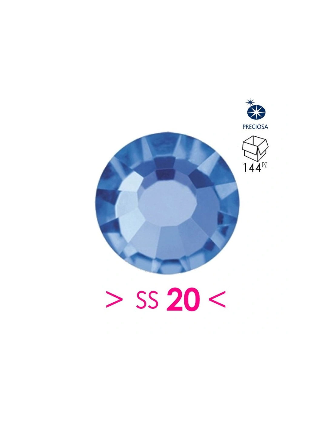 Strass Preciosa Termoadesivo ss 20  Sapphire - 144PZ Rhinestones Hotfix