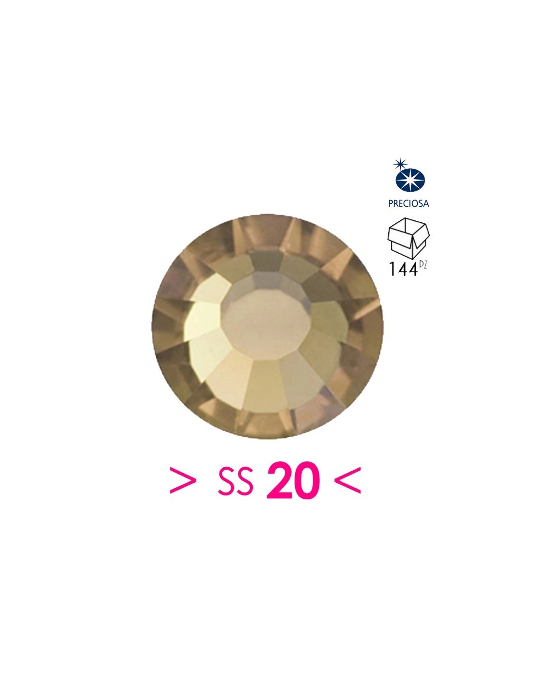 Strass Preciosa Termoadesivo ss 20 Smoked Topaz - 144PZ  Rhinestones Hotfix