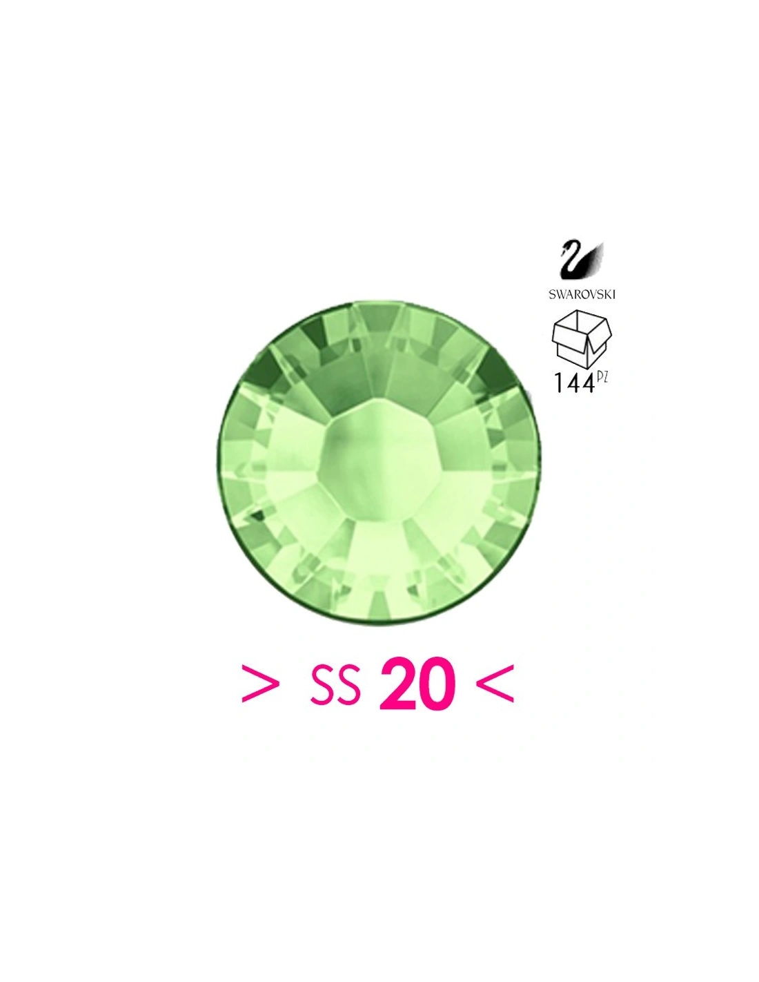 Strass Swarovski XILION Rose ss 20 Chrysolite - 144PZ Rhinestones Hotfix