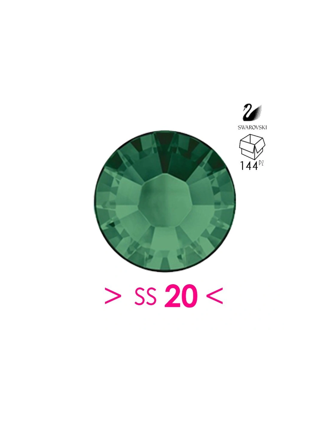 Strass Swarovski XILION Rose ss 20  Emerald - 144PZ Rhinestones Hotfix