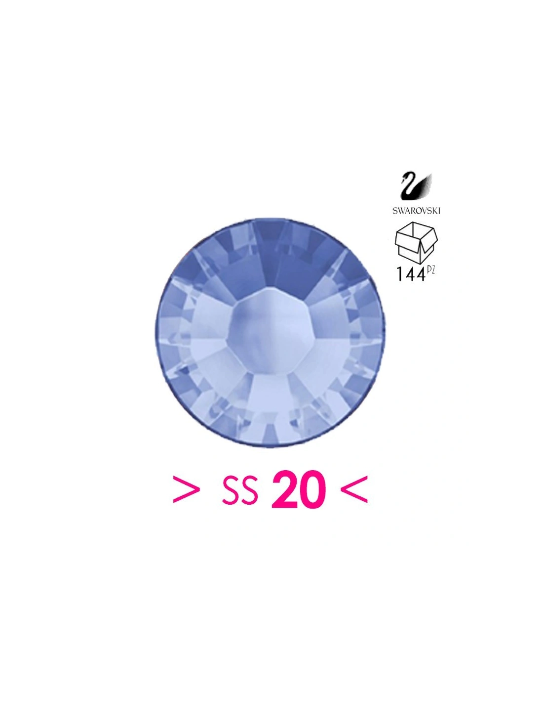 RhinestonesSwarovski XILION Rose ss 20  Lt. Sapphire -  144pcs - Hotfix Strass