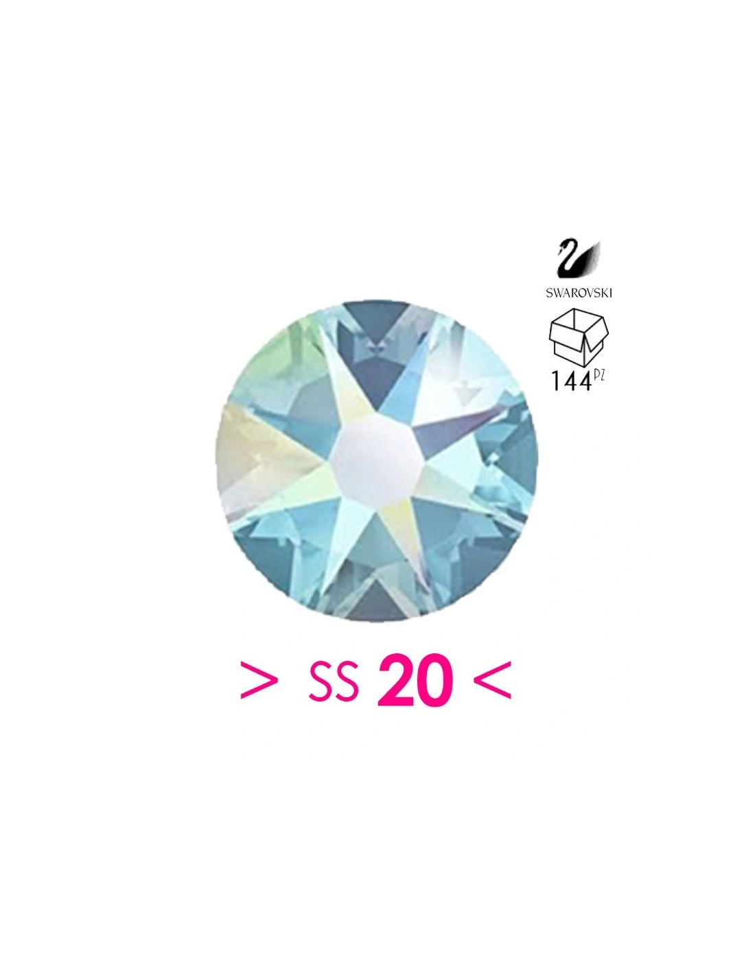 Strass Swarovski XIRIUS Rose ss 20  Aquamarine AB - 144PZ Rhinestones Hotfix