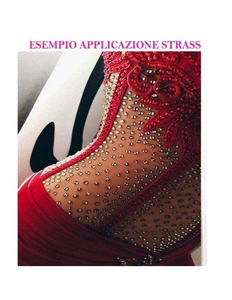 esempio applicazione Strass Rhinestones Preciosa Termoadesivo Hotfix ss 6  Lt. Siam - 144PZ