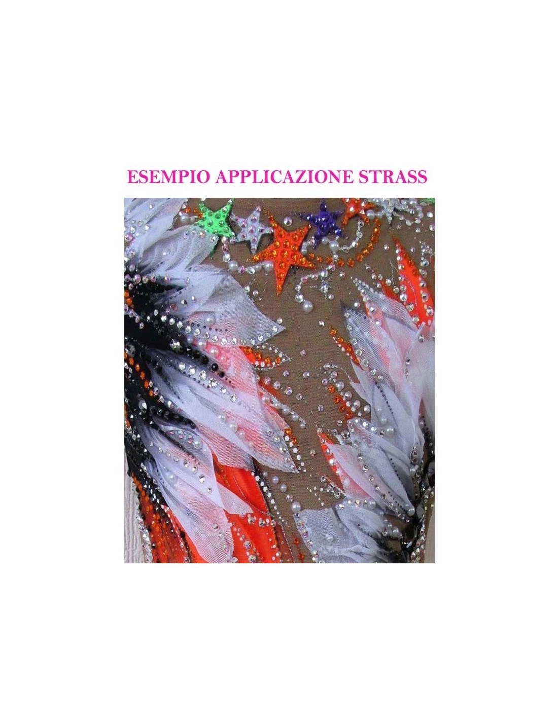 esempio applicazione Strass Preciosa Termoadesivo ss 10 Crystal - 144PZ rhinestone hotfix