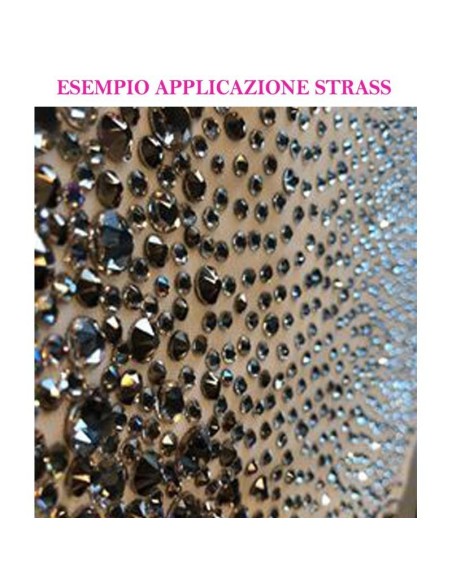 esempio applicazione Rhinestones Strass GT Crystal Termoadesivo ss 16 Topaz - 144PZ Hotfix