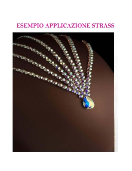 esempio applicazione Strass Rhinestones Preciosa Termoadesivo Hotfix ss 6  Crystal AB - 144PZ