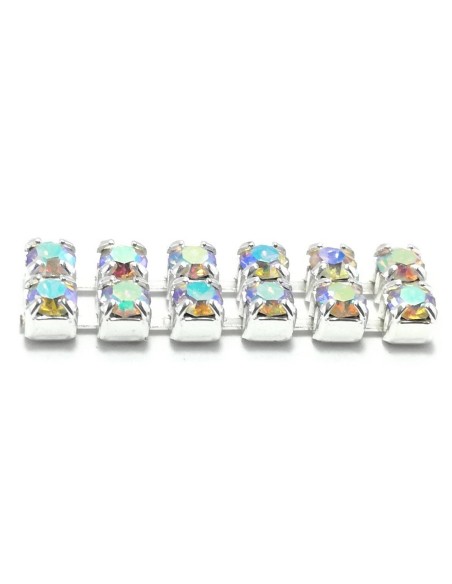 Catena Strass ss 12  a 2 FILI Crystal AB-Silver - 1MT - Catene strass