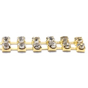 Catena Strass Distanziata ss 12  a 2 FILI Crystal-Gold - 1MT 2