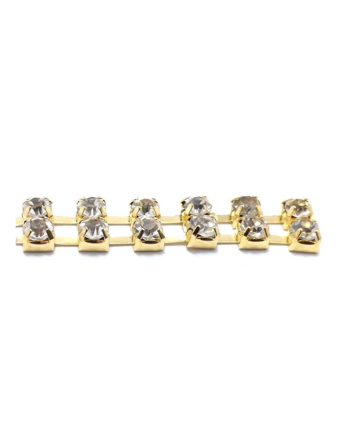 Catena Strass Distanziata ss 12  a 2 FILI Crystal-Gold - 1MT