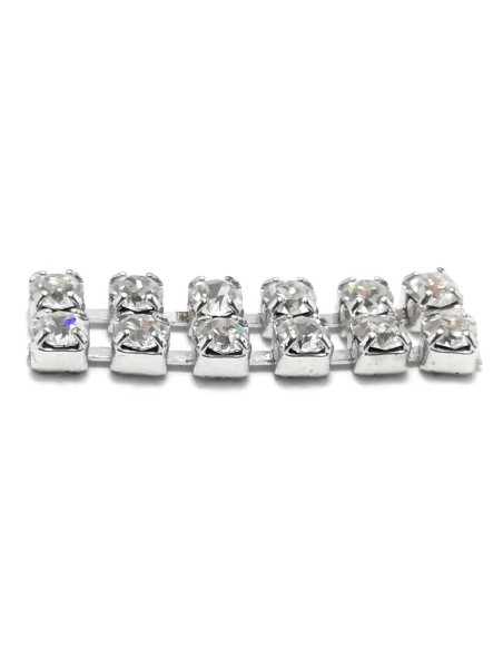 Catena Strass ss 12  a 2 FILI Crystal-Silver - 20 CM - Catene strass