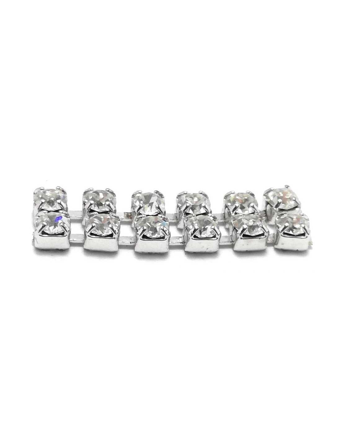 Catena Strass ss 12  a 2 FILI Crystal-Silver - 20 CM - Catene strass