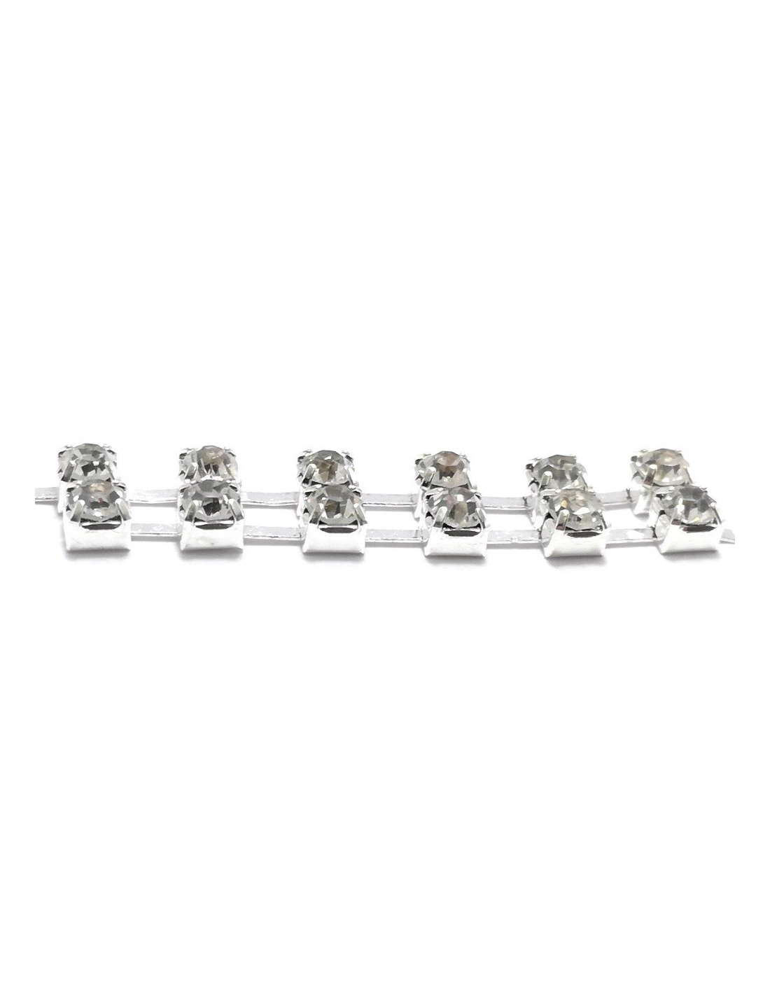 Catena Strass Distanziata  ss 12  a 2 FILI Crystal-Silver - 1MT