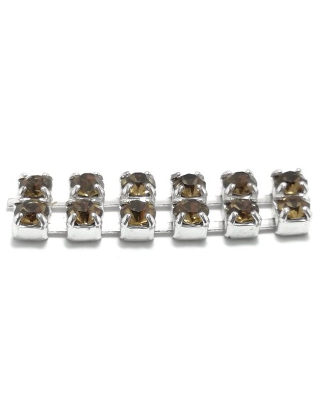 Rhinestones Chain ss 12 with 2 wires Smoke Topaz/Nickel - 1MT - Rhinestone chains
