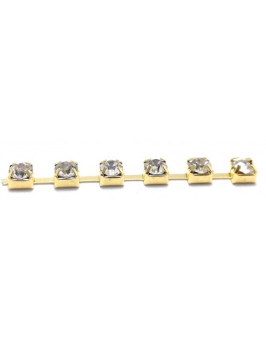 Catena Strass Distanziata ss 12  Crystal-Gold - 1MT Catena Strass Distanziata ss 12  Crystal-Gold - 1MT
