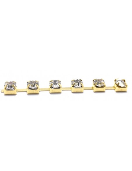 Catena Strass Distanziata ss 12  Crystal-Gold - 1MT Catena Strass Distanziata ss 12  Crystal-Gold - 1MT