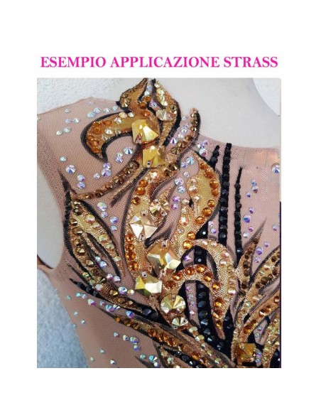 esempio applicazione Rhinestones Hotfix Strass GT Crystal Termoadesivo ss 30  Topaz - 144PZ