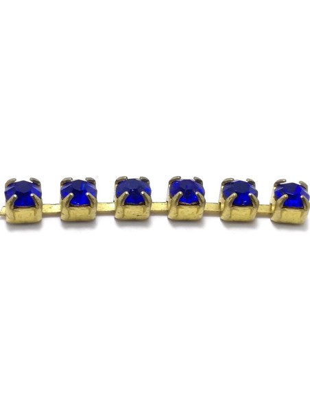 Catena Strass ss 12  Sapphire-Bronzo - 1MT