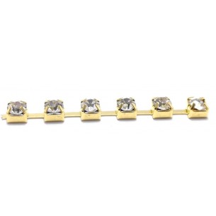 Catena Strass Distanziata ss 20  Crystal-Gold - 1MT 2